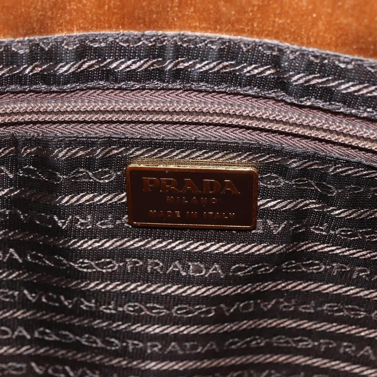 Prada Chain Satin Gold Satin Shoulder Bag Bag (Pre-Owned)