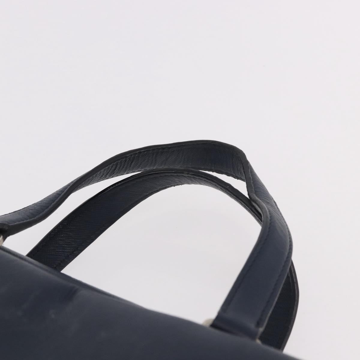 Prada Briefcase Leather Blue Leather Briefcase Bag (Pre-Owned)