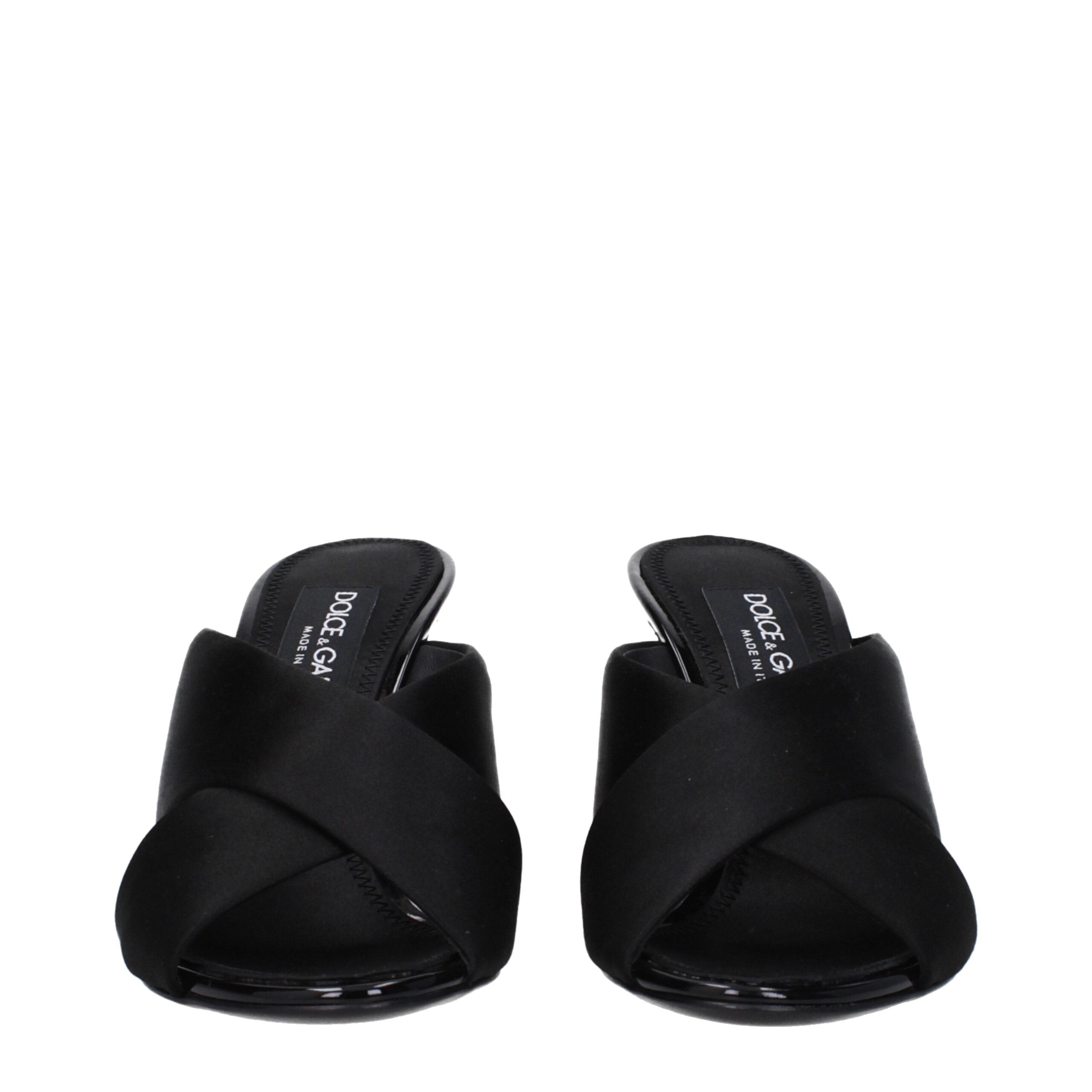 Dolce & Gabbana Black Satin Stiletto Heel Women's Sandals