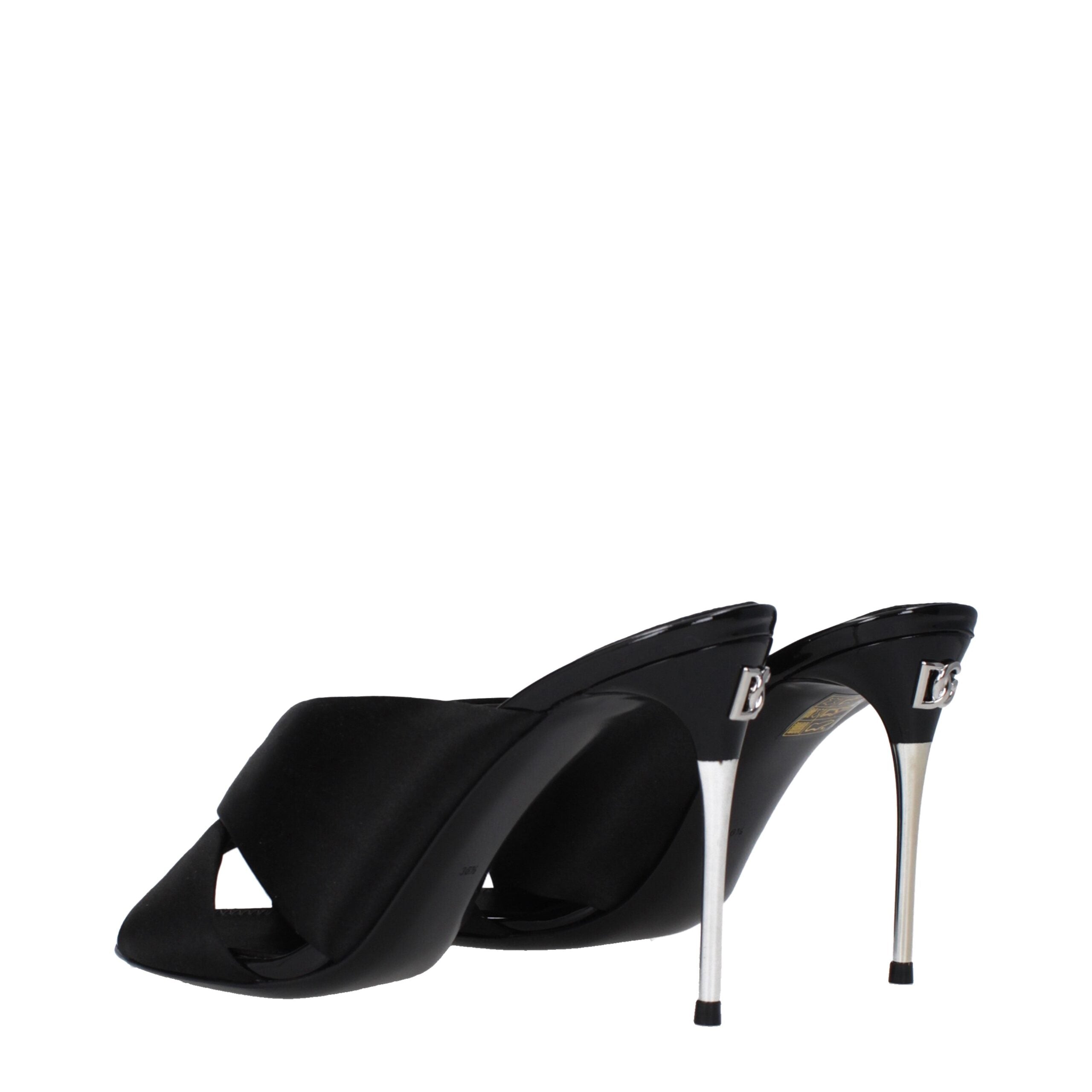 Dolce & Gabbana Black Satin Stiletto Heel Women's Sandals