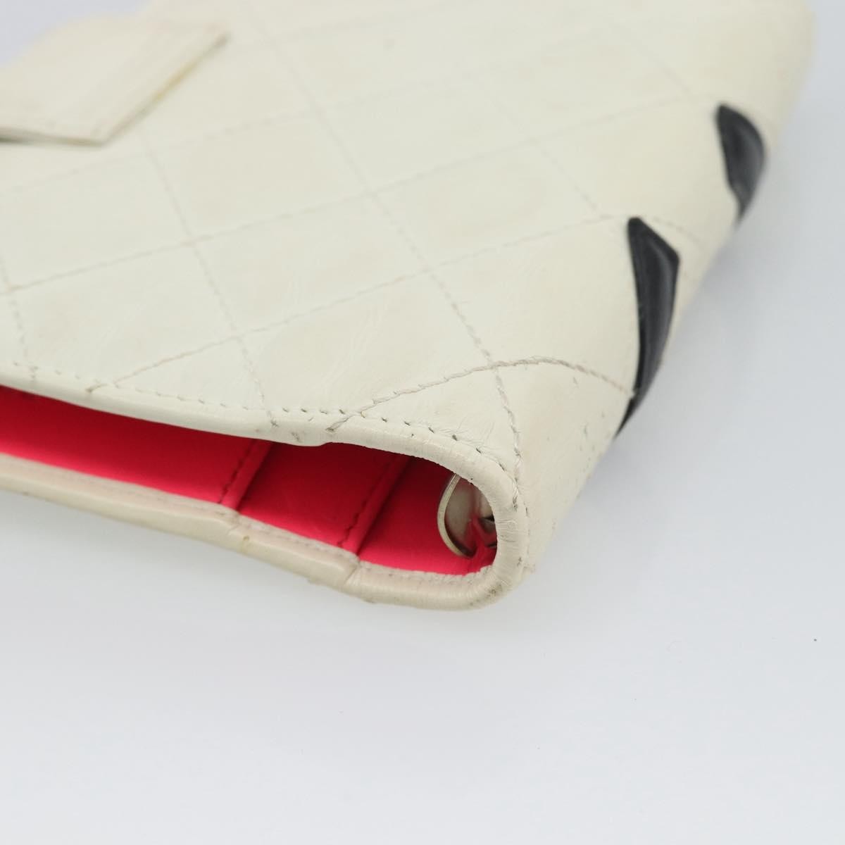 Chanel Cambon Zipped Pocket Quilted Lambskin White Leather Wallets Accessory (Pre-Owned)