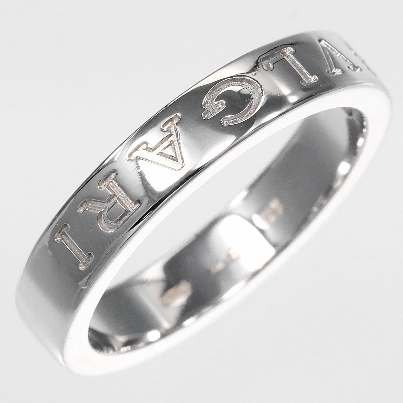Bvlgari B.Zero1 Essential Logo Band 18K White Gold And Diamond Silver White_Gold Ring Jewelry (Pre-Owned)