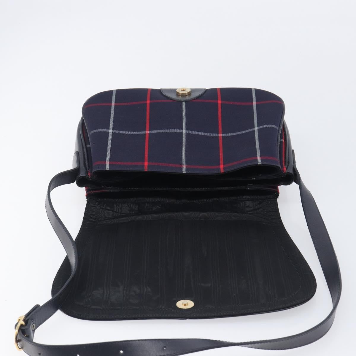 Burberry Nova Check Shoulder Bag Canvas Navy Canvas Shoulder Bag Bag (Pre-Owned)