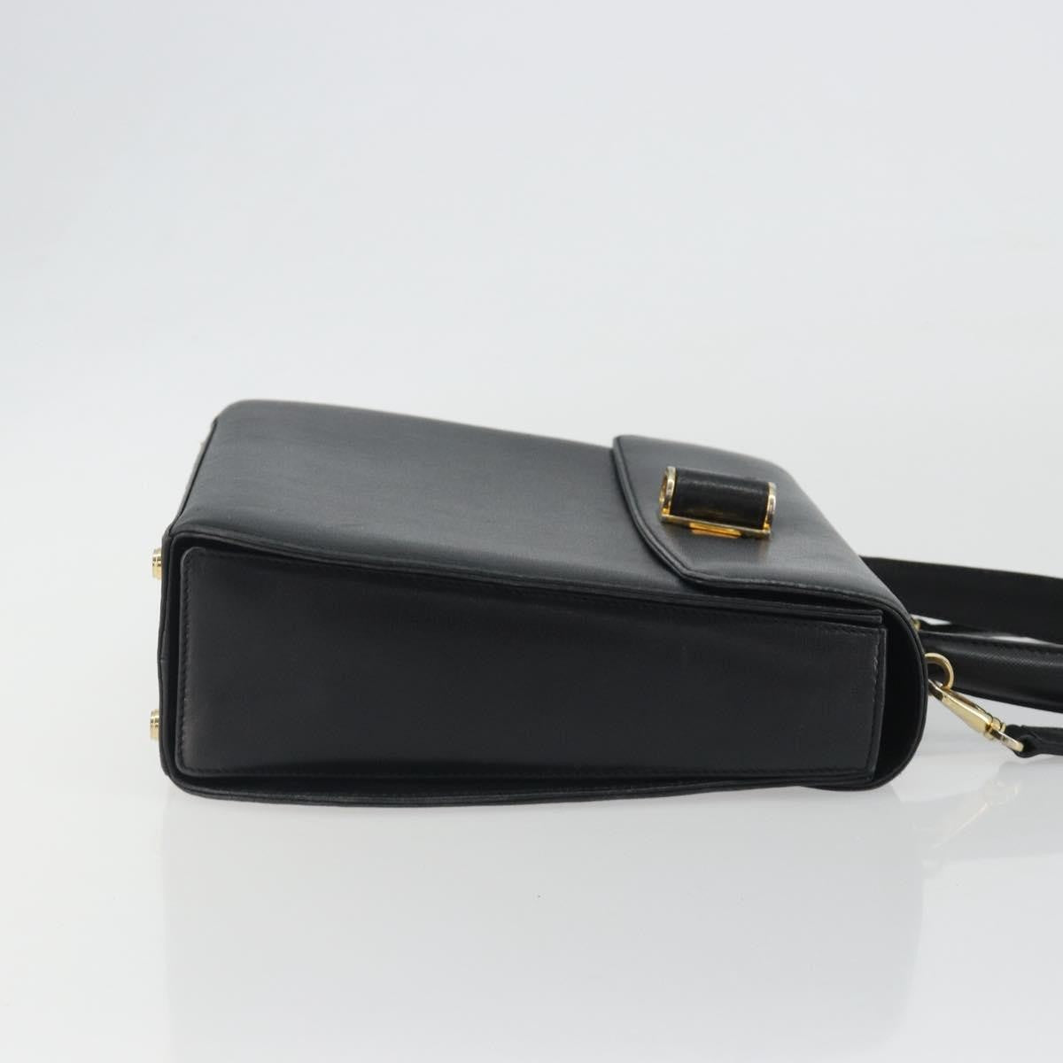 Salvatore Ferragamo Gancini Leather Black Leather Handbag (Pre-Owned)