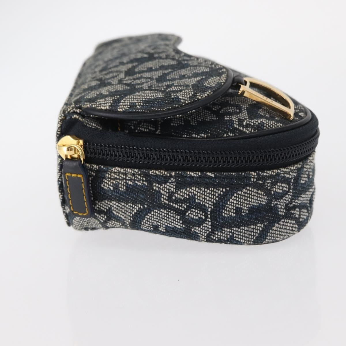Christian Dior Saddle Zip Diorissimo Canvas Blue Canvas Clutche & Pouche Bag (Pre-Owned)