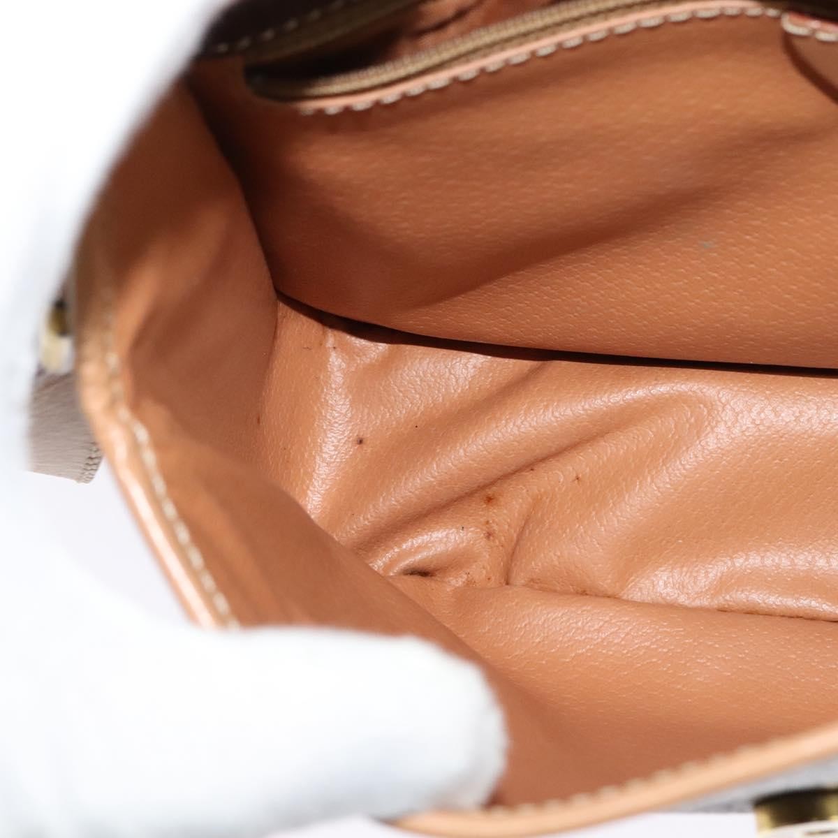 Celine Vintage Macadam Circle Logo Canvas And Leather Brown Canvas Shoulder Bag Bag (Pre-Owned)