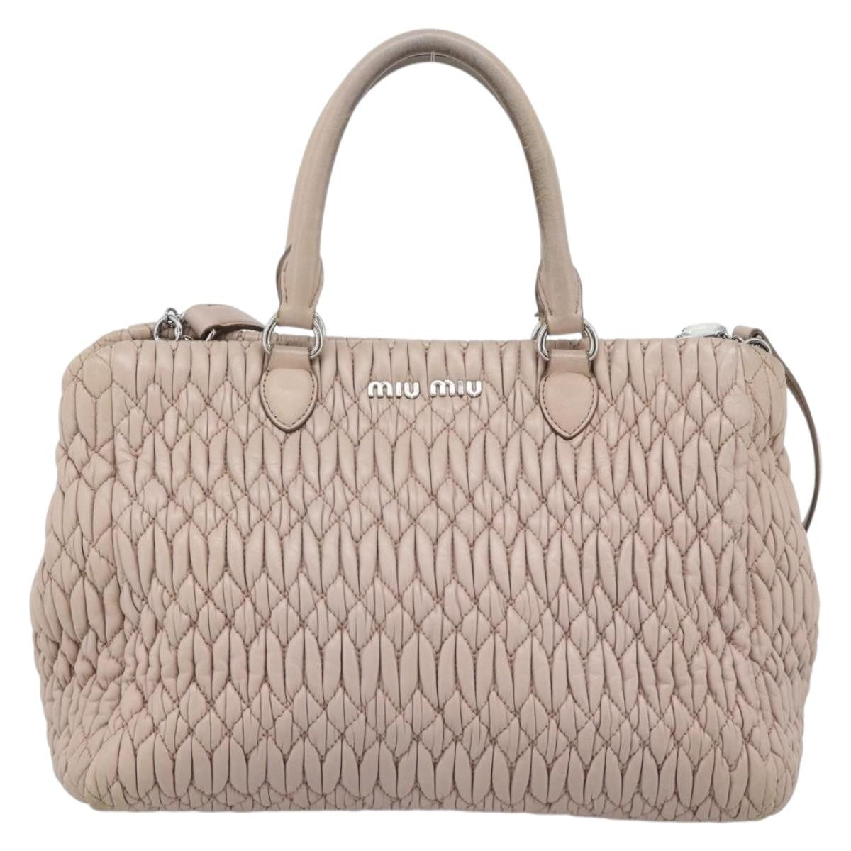 Miu Miu Crystal Tote Matelasse Leather Pink Leather Shoulder Bag Bag (Pre-Owned)