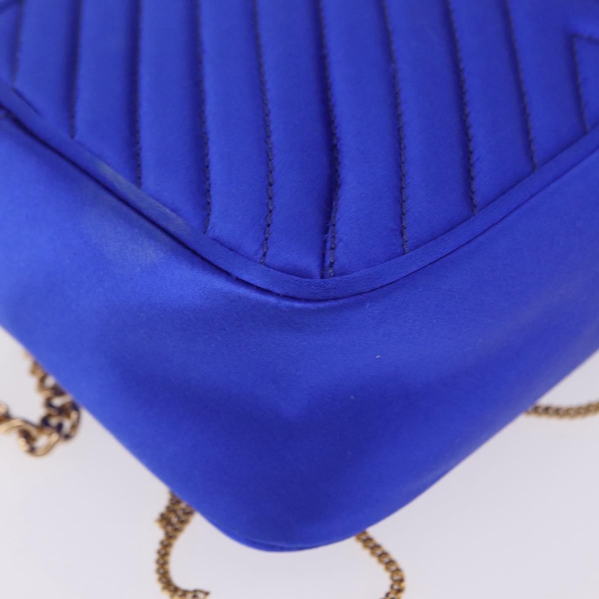 Stella Mccartney Stella Star Camera Quilted Satin Blue Satin Handbag (Pre-Owned)