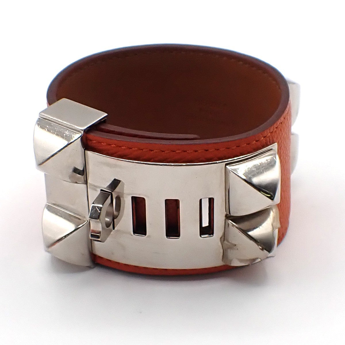 Hermes Collier De Chien Leather Orange Leather Bracelet Jewelry (Pre-Owned)