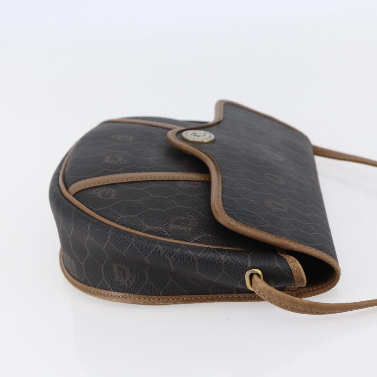 Christian Dior Vintage Honeycomb Flap Canvas And Leather Black Canvas Shoulder Bag Bag (Pre-Owned)