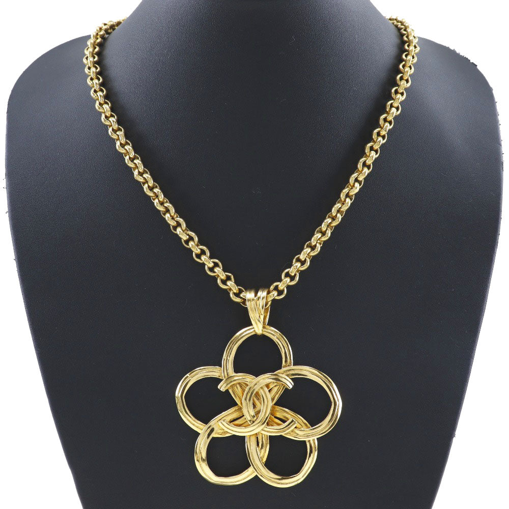 Chanel Coco Mark Gold Gold Plated Necklace Jewelry (Pre-Owned)