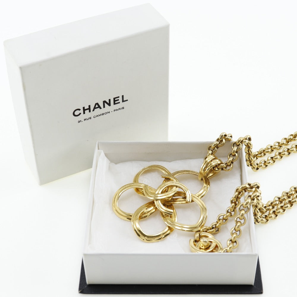 Chanel Coco Mark Gold Gold Plated Necklace Jewelry (Pre-Owned)