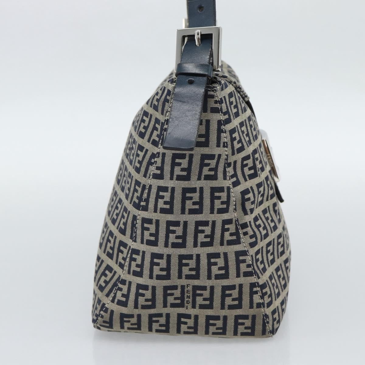 Fendi Baguette Canvas Navy Canvas Shoulder Bag Bag (Pre-Owned)