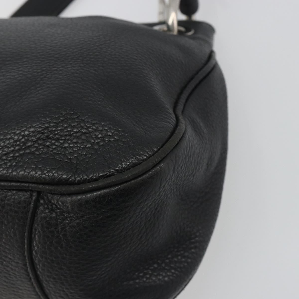 Prada Vitellino Mordo Hobo Leather Black Leather Shoulder Bag Bag (Pre-Owned)
