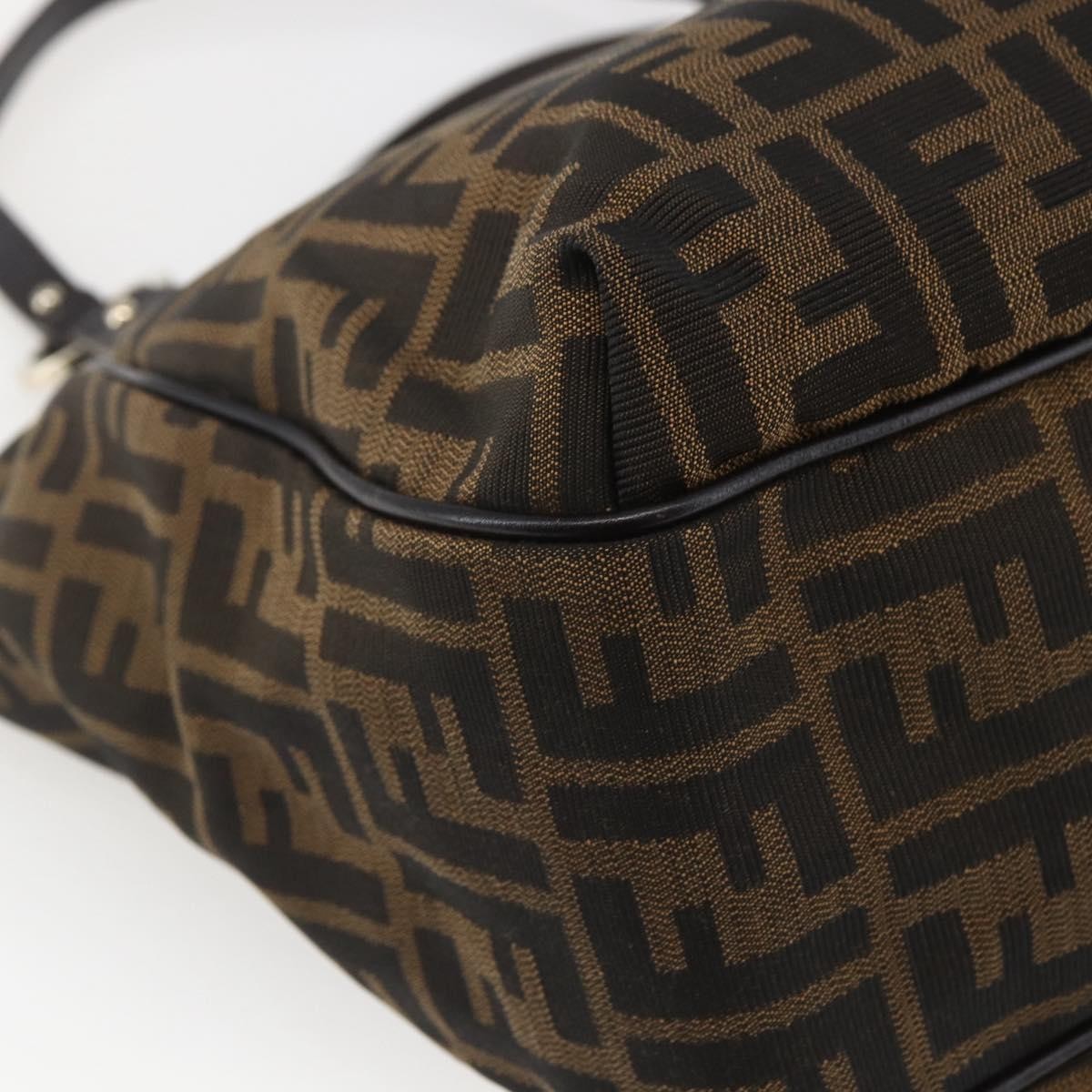 Fendi Chef Pleated Shopping Tote Zucca Canvas Brown Canvas Tote Bag Bag (Pre-Owned)