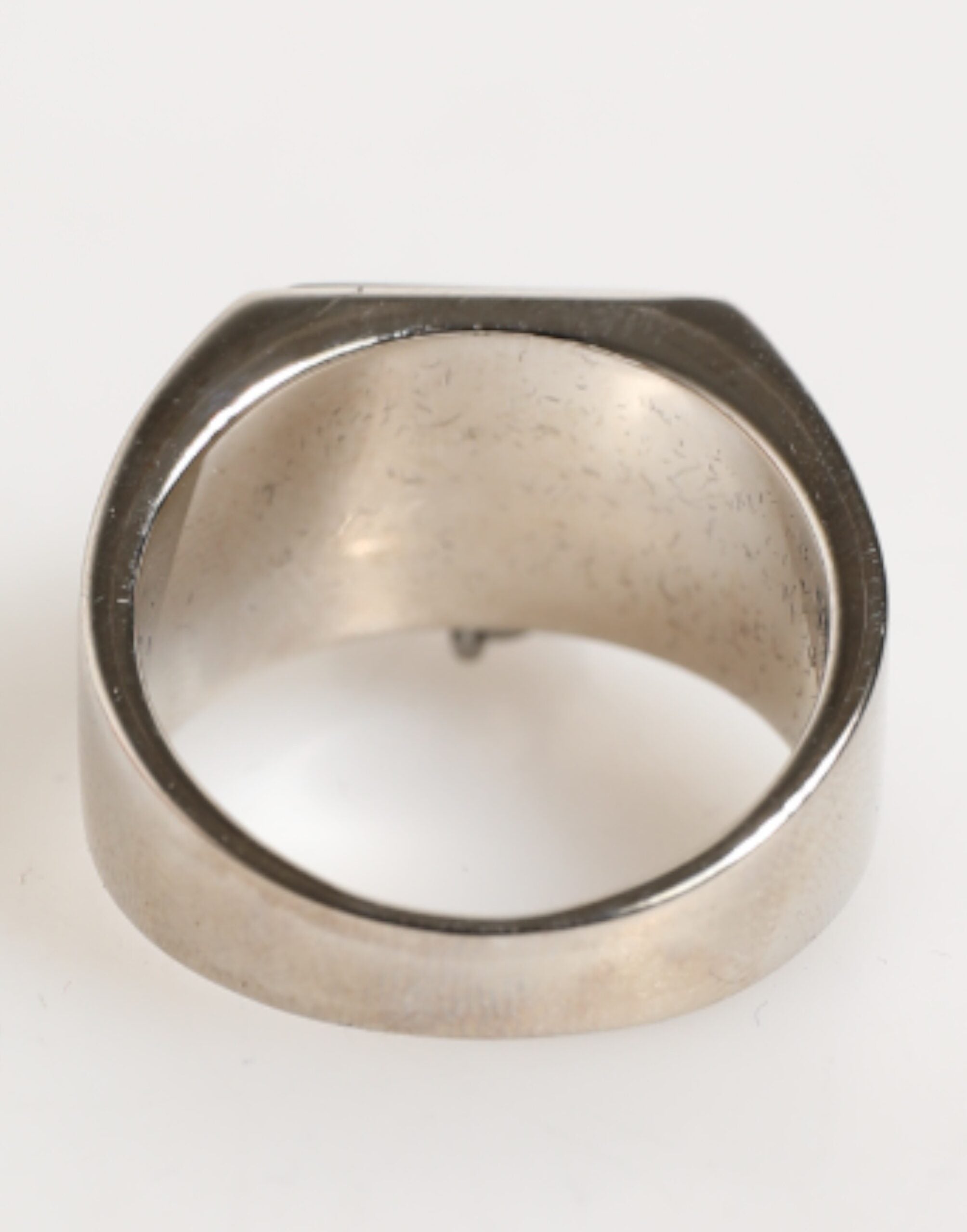 Dolce & Gabbana Silver Tone Pyramid DG Logo Real Brass Men's Ring
