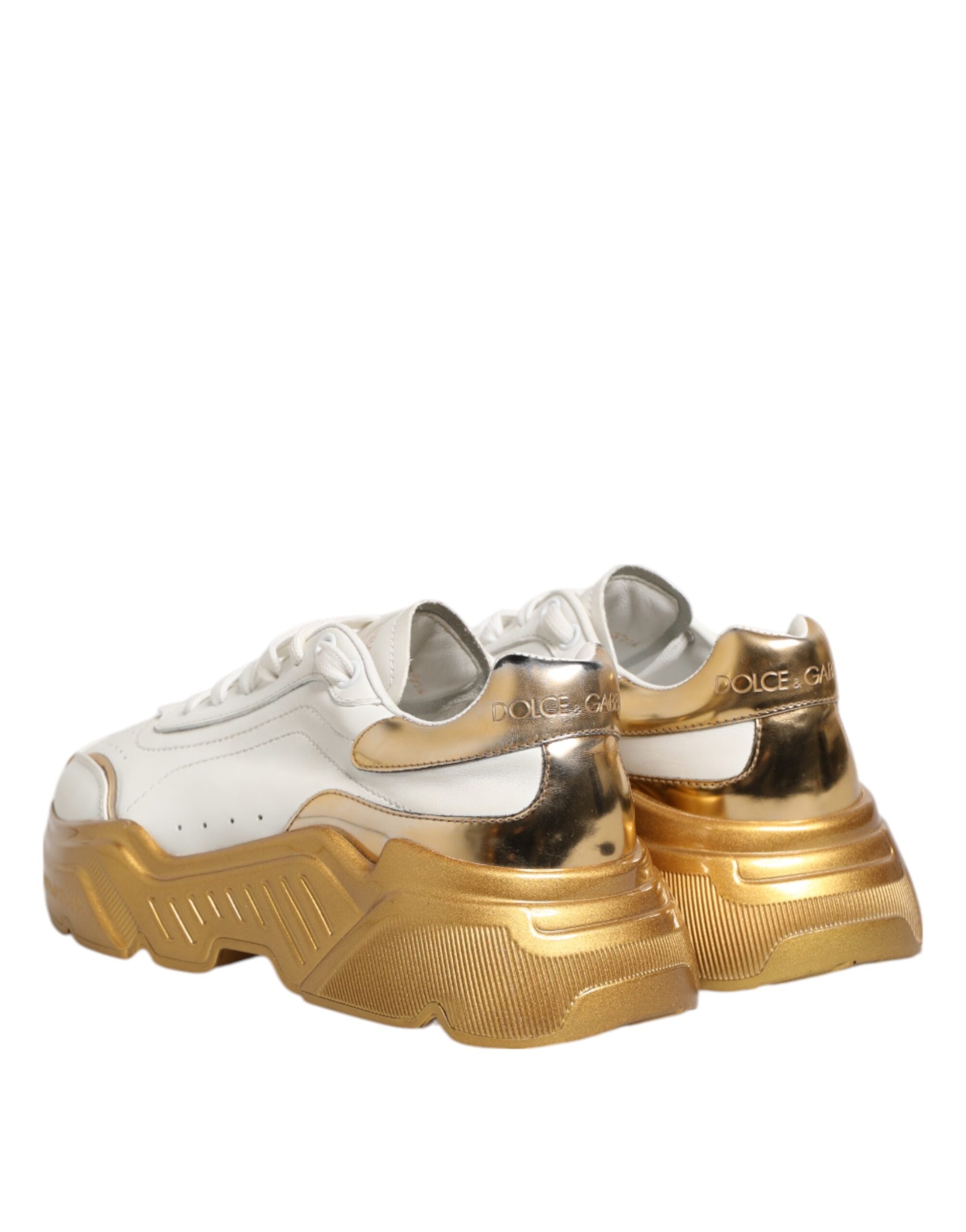 Dolce & Gabbana White Gold DAYMASTER Leather Sneakers Womens Shoes (Pre-Owned)