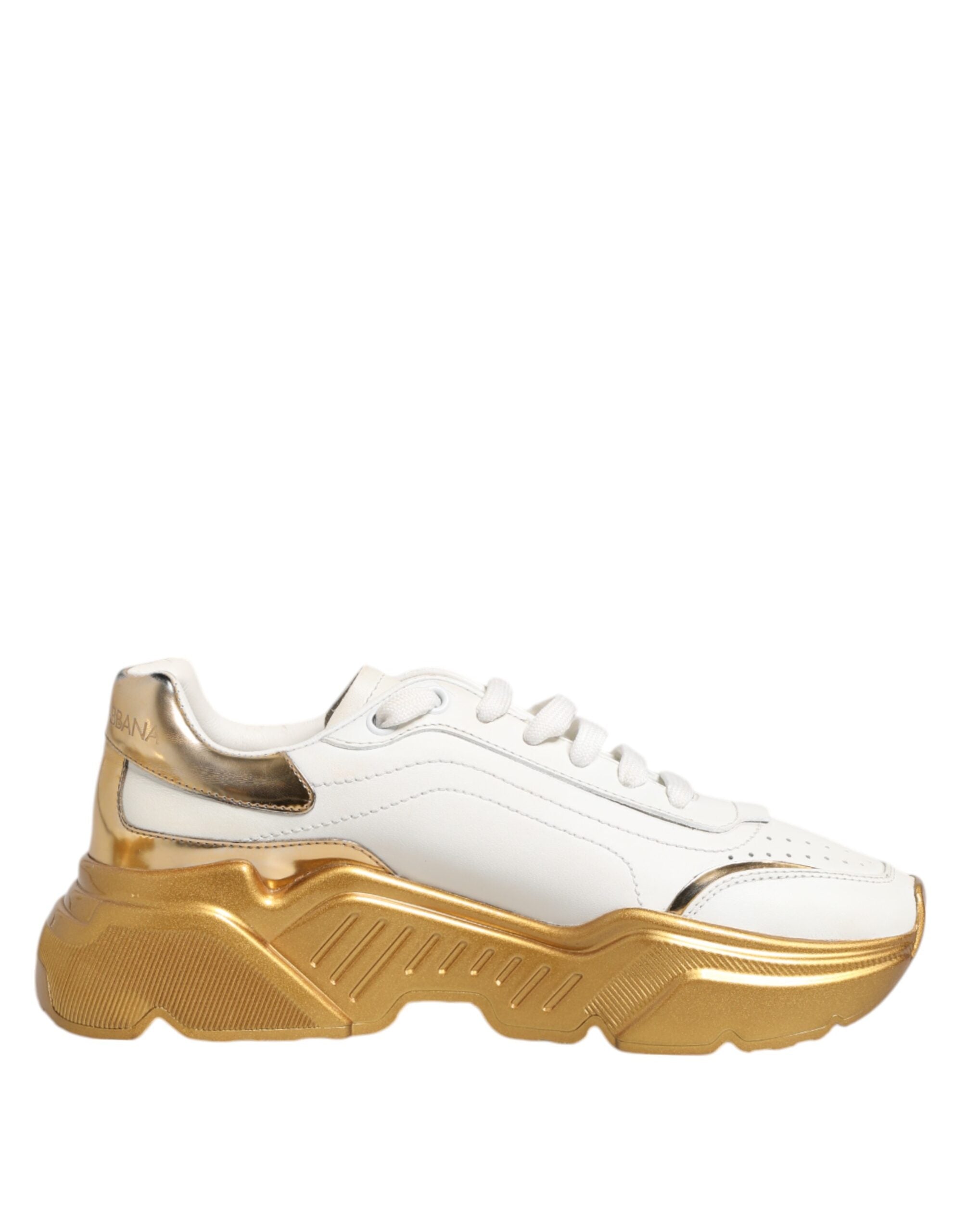 Dolce & Gabbana White Gold DAYMASTER Leather Sneakers Womens Shoes (Pre-Owned)