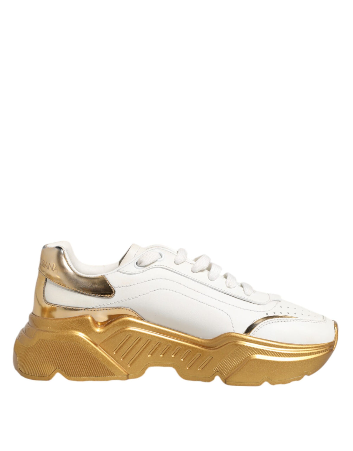 Dolce & Gabbana White Gold DAYMASTER Leather Sneakers Womens Shoes (Pre-Owned)
