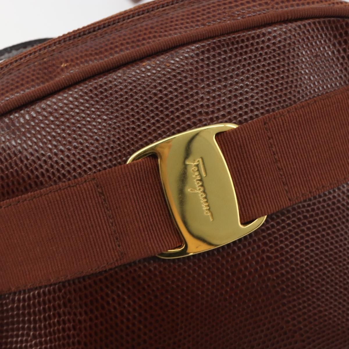 Salvatore Ferragamo Vara Bow Camera Leather Brown Leather Shoulder Bag Bag (Pre-Owned)