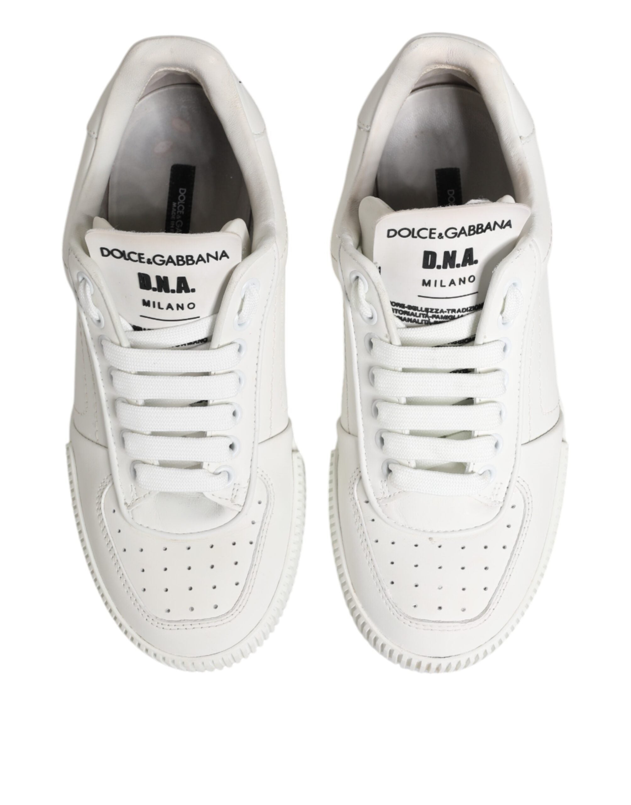 Dolce & Gabbana White Miami Leather Low Top Sneakers Women's Shoes (Pre-Owned)