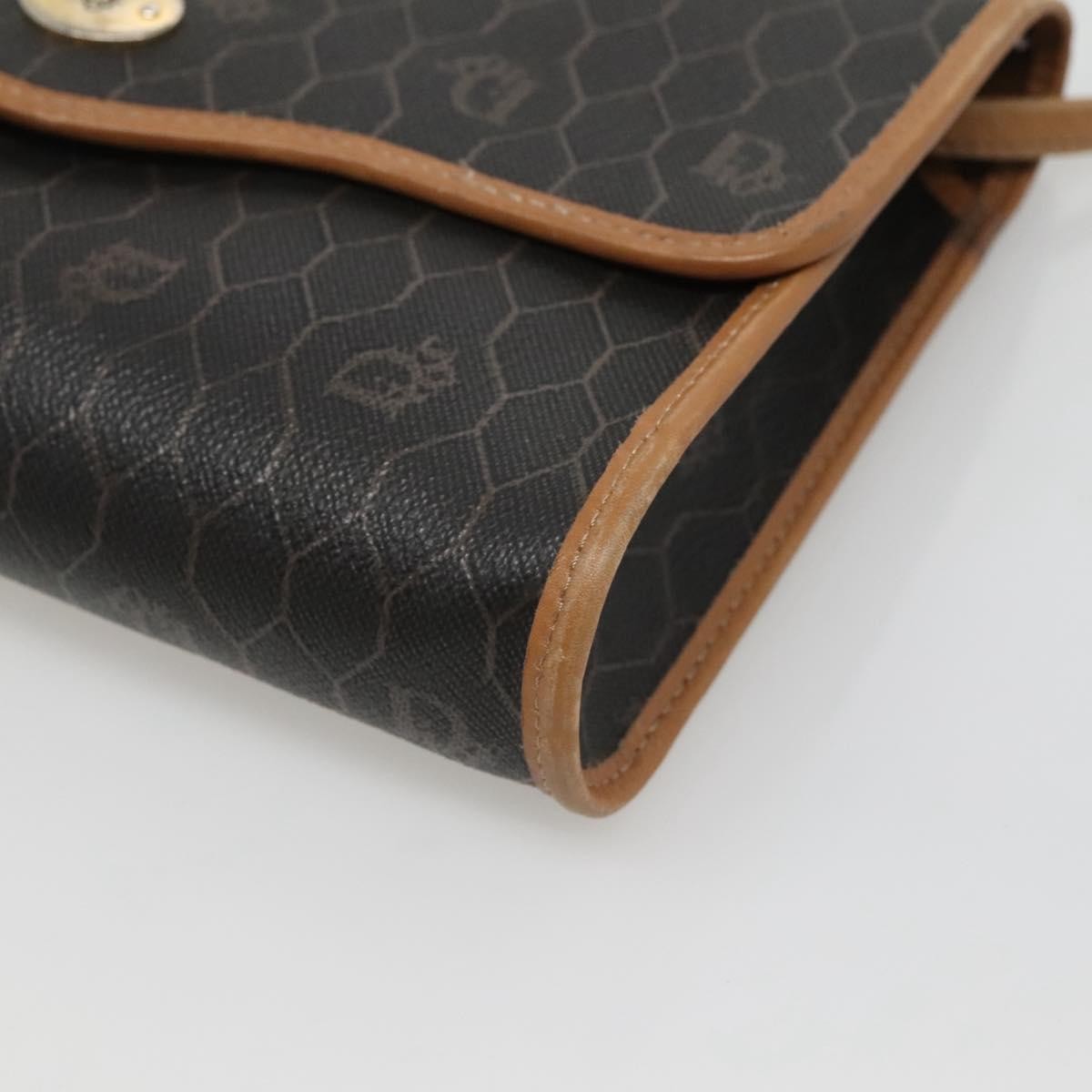 Christian Dior Vintage Honeycomb Flap Coated Canvas Black Canvas Shoulder Bag Bag (Pre-Owned)