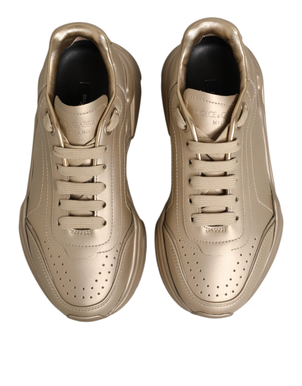 Dolce & Gabbana Gold Leather Daymaster Women Sneaker Women's Shoes
