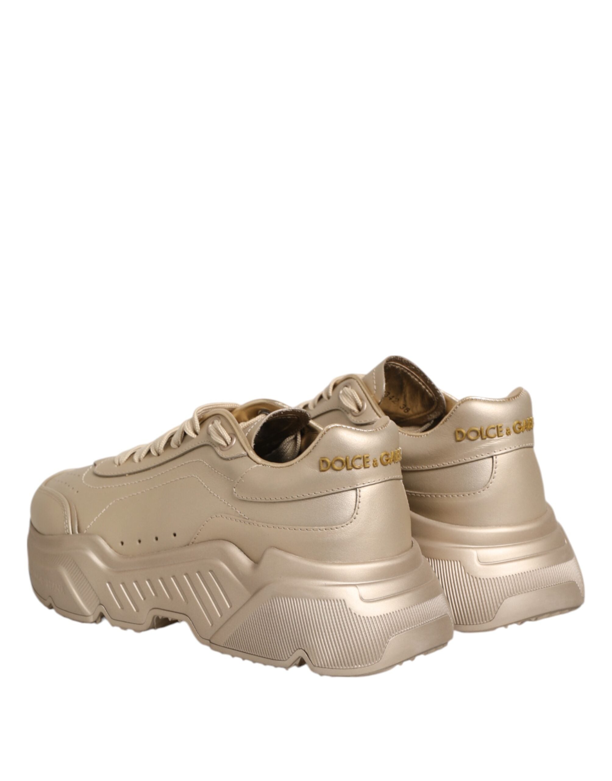 Dolce & Gabbana Gold Leather Daymaster Women Sneaker Women's Shoes