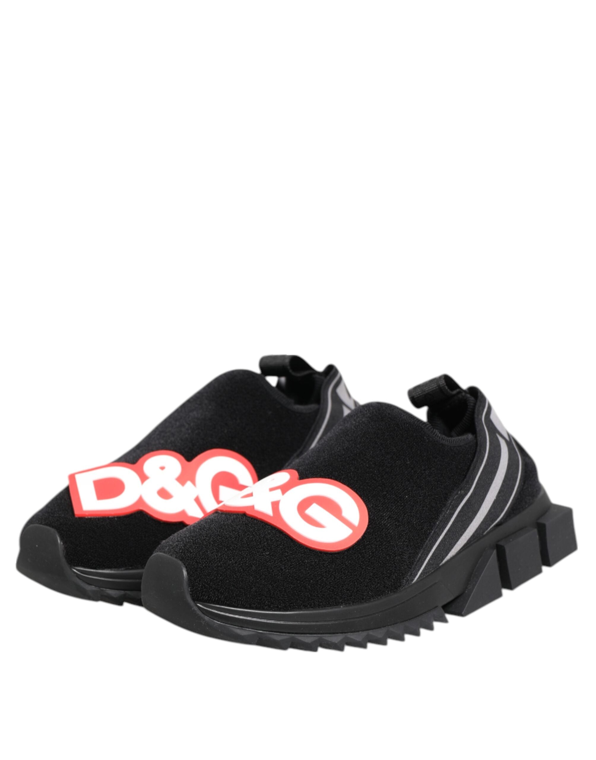 Dolce & Gabbana Black Grey Slip On Sorrento Sneakers Women's Shoes