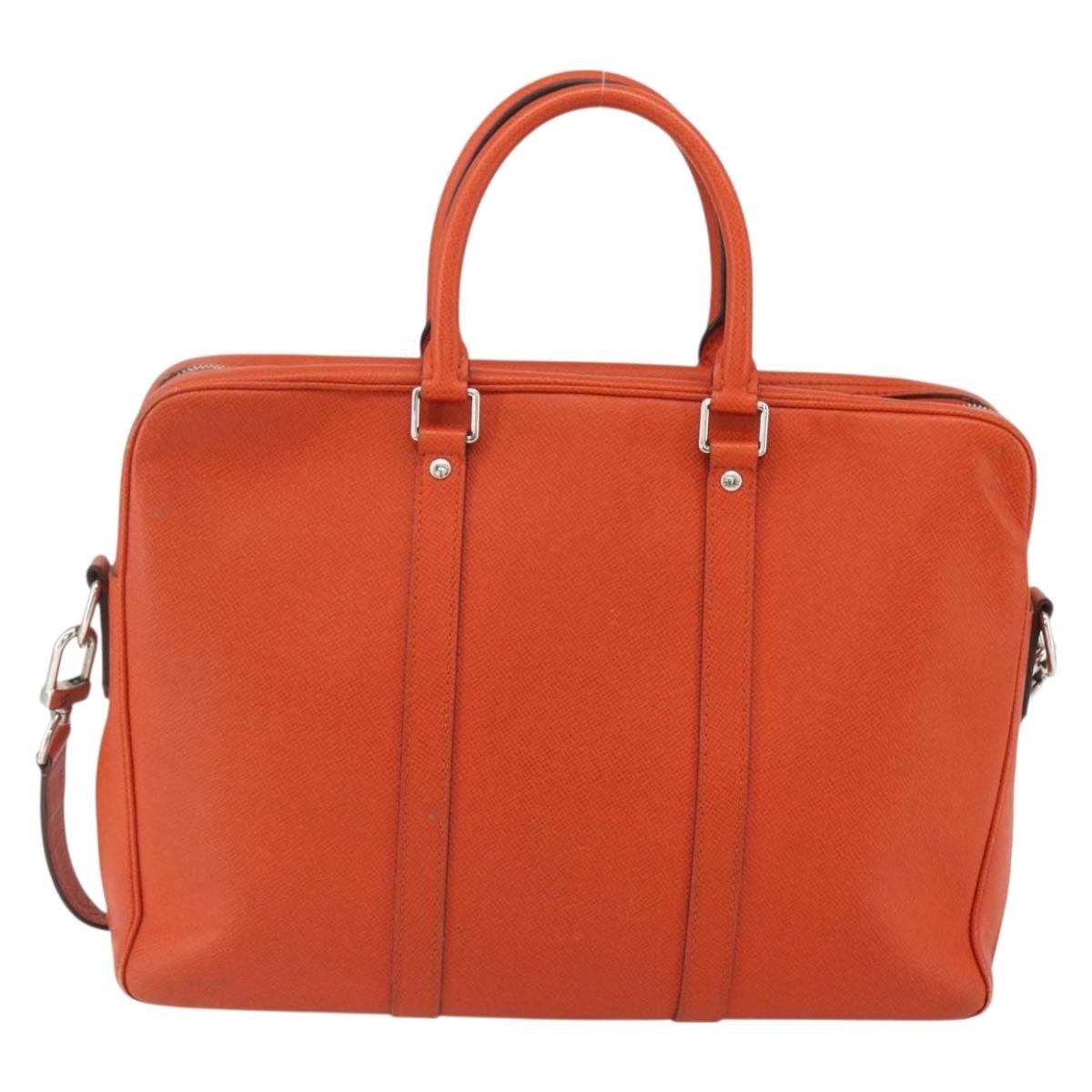 Louis Vuitton Porte-Documents Voyage Taiga Leather Orange Leather Briefcase Bag (Pre-Owned)