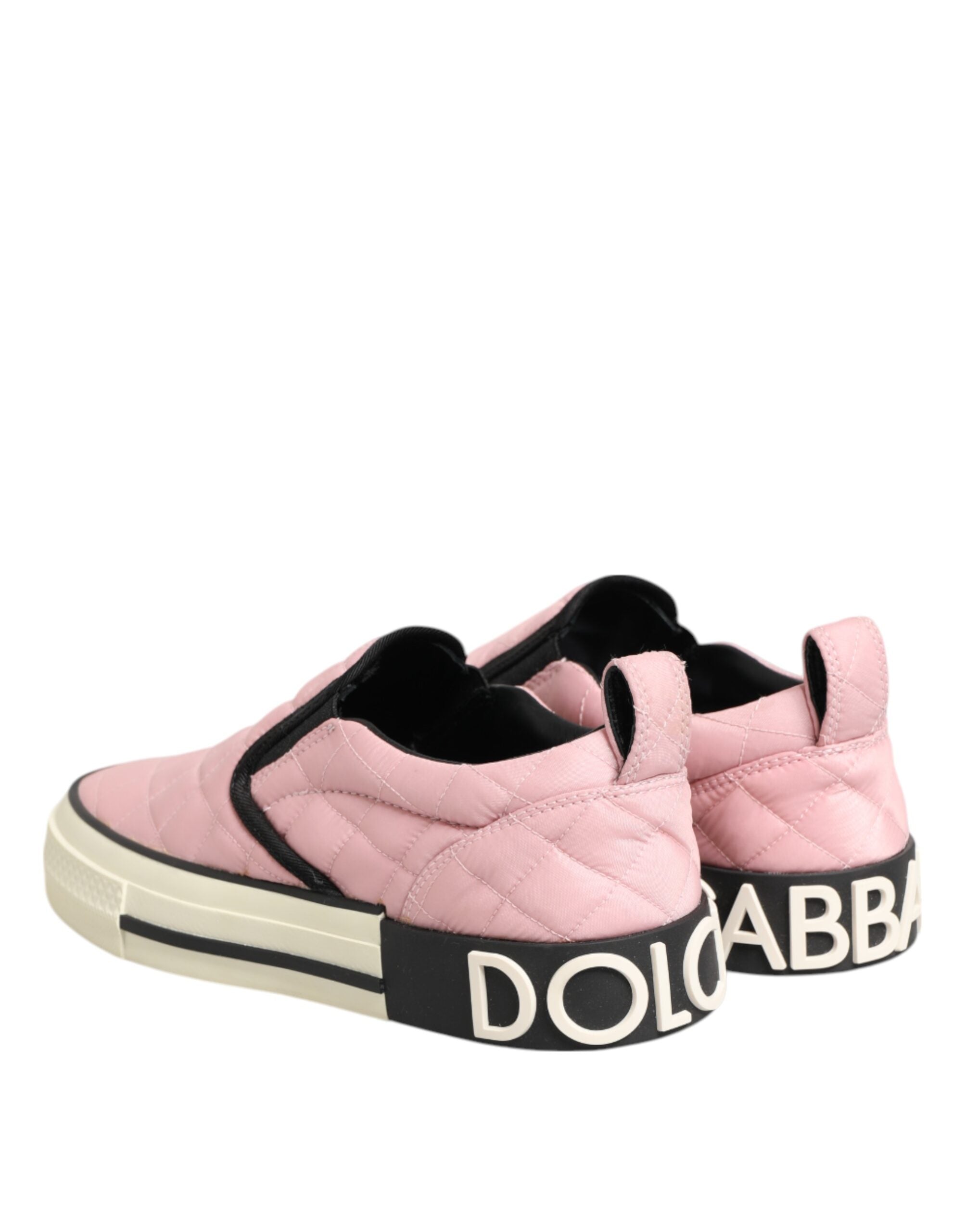 Dolce & Gabbana Pink Quilted Nylon Slip-On Sneaker Women's Shoes