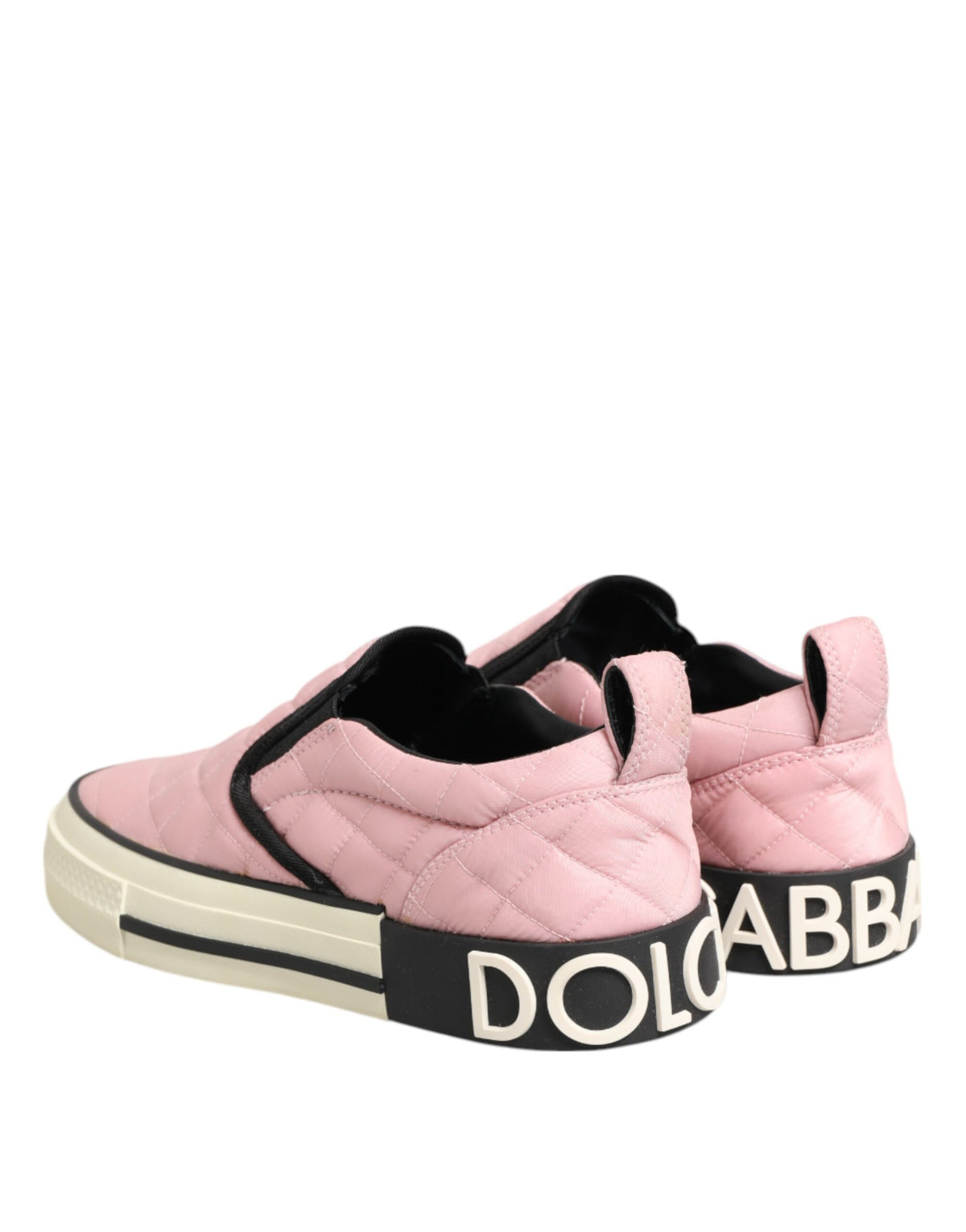 Dolce & Gabbana Pink Quilted Nylon Slip-On Sneaker Women's Shoes