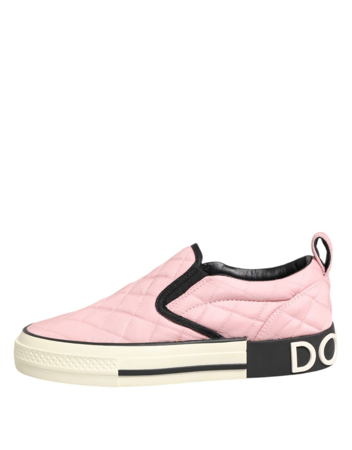 Dolce & Gabbana Pink Quilted Nylon Slip-On Sneaker Women's Shoes