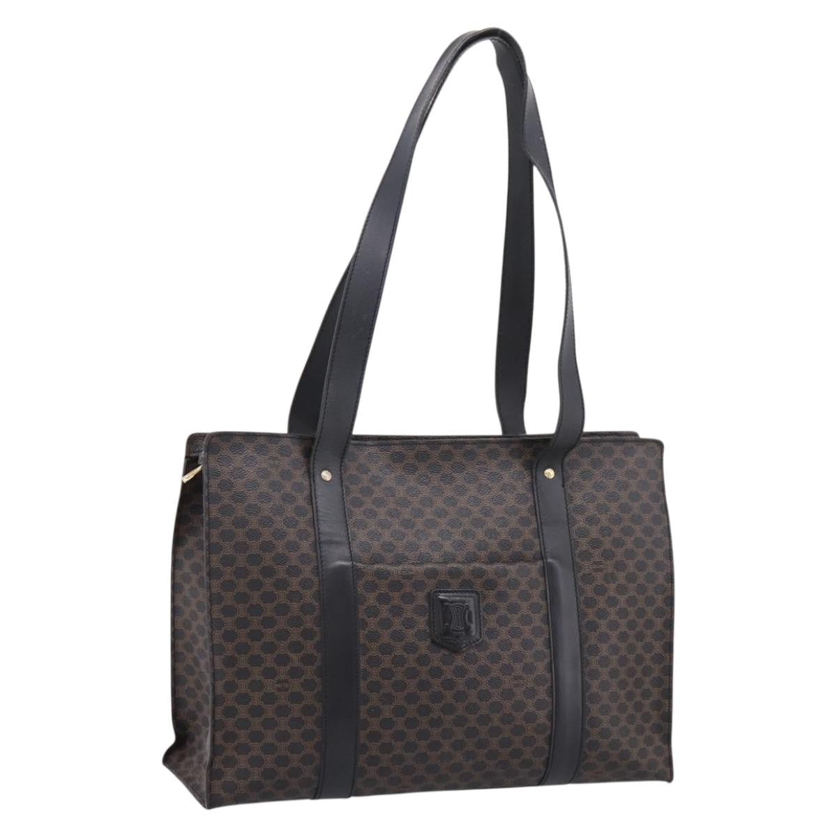 Celine Vintage Macadam Shopper Coated Canvas Black Pvc Tote Bag Bag (Pre-Owned)