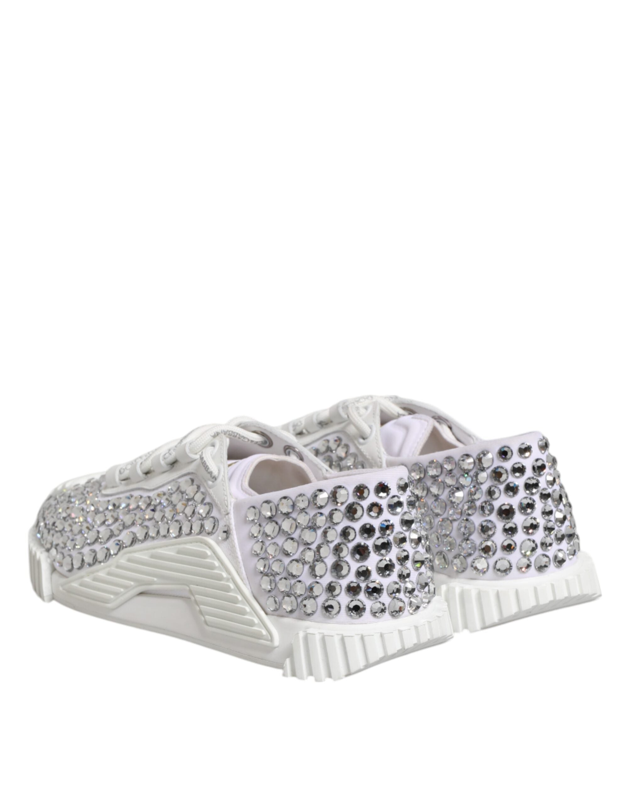 Dolce & Gabbana White NS1 Canvas Leather Embellished Sneakers Women's Shoes (Pre-Owned)
