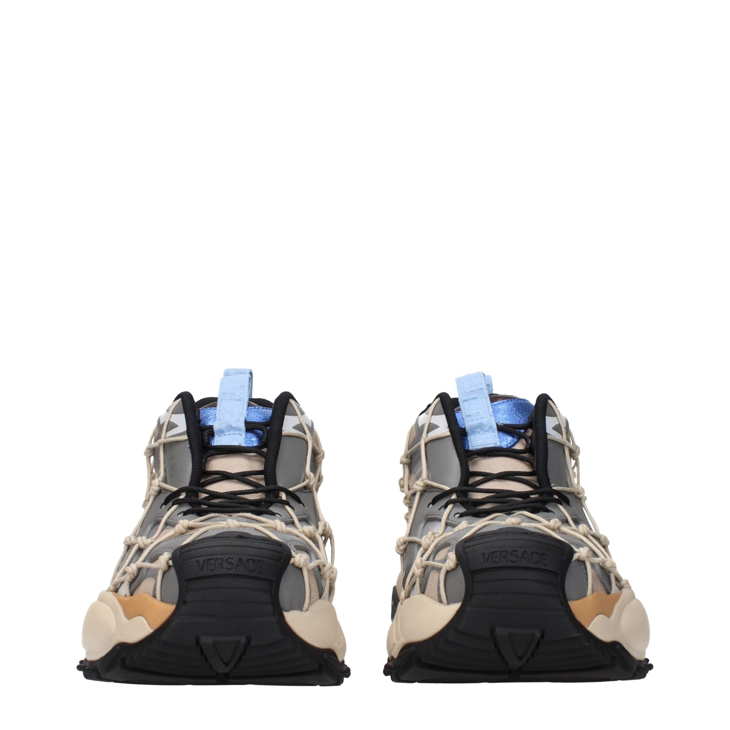 Versace Beige Fabric Men's Sneakers