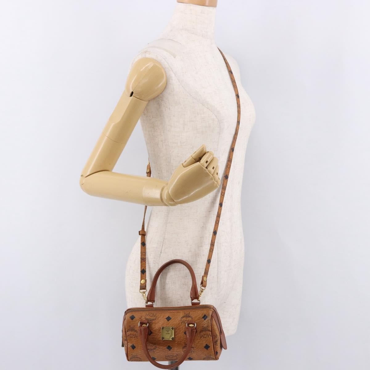 MCM Visetos Logogramme Leather Brown Leather Handbag (Pre-Owned)