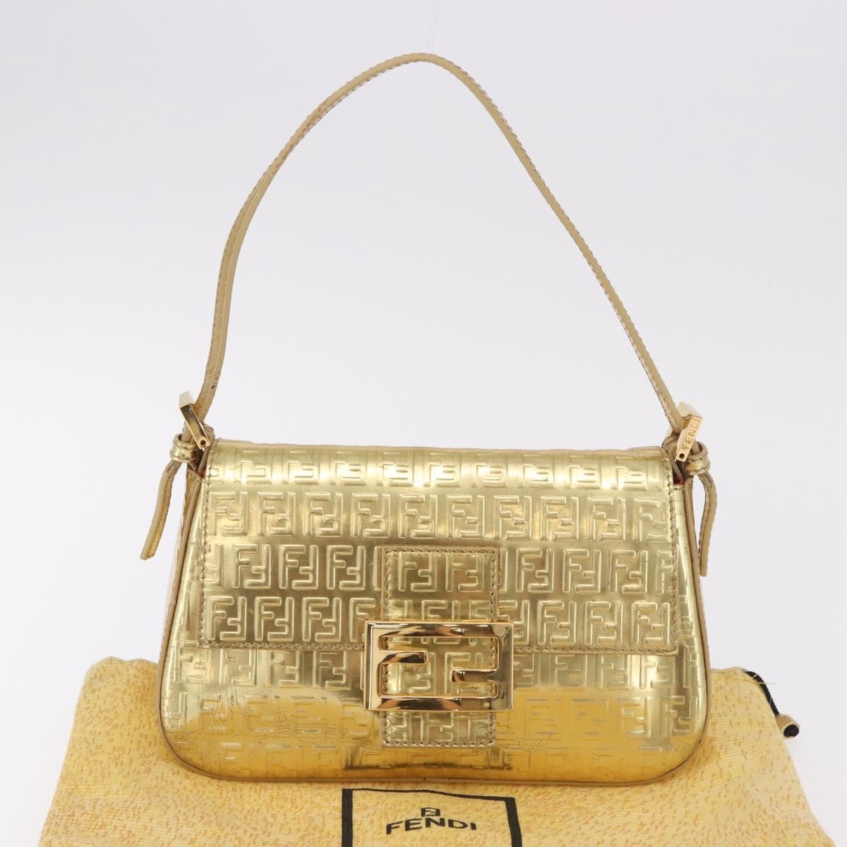 Fendi Mamma Baguette Zucchino Canvas Gold Canvas Shoulder Bag Bag (Pre-Owned)