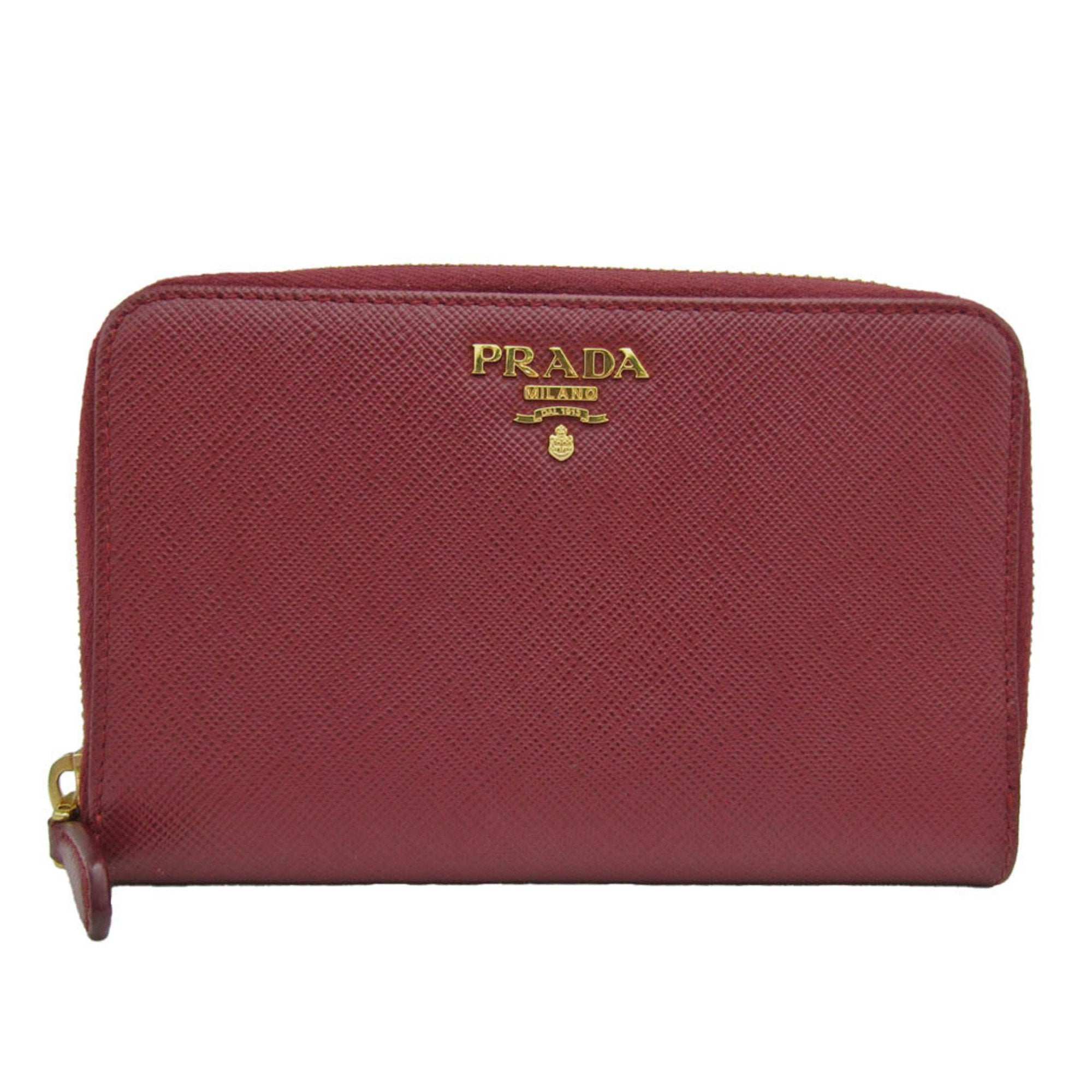 Prada Saffiano Burgundy Leather Wallet (Pre-Owned)