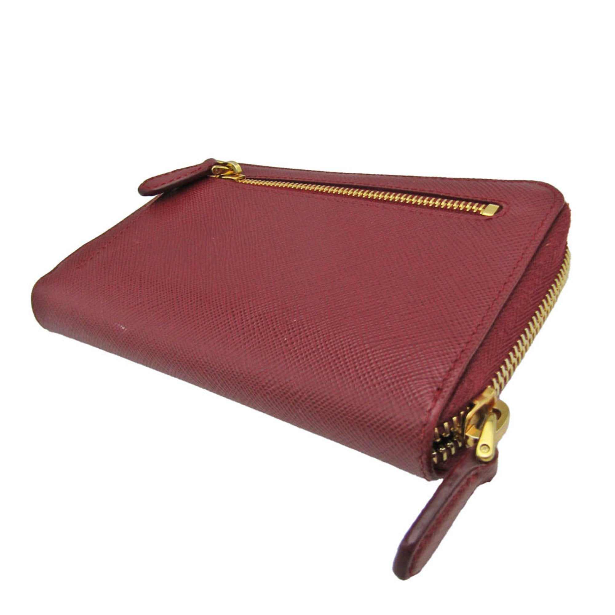Prada Saffiano Burgundy Leather Wallet (Pre-Owned)
