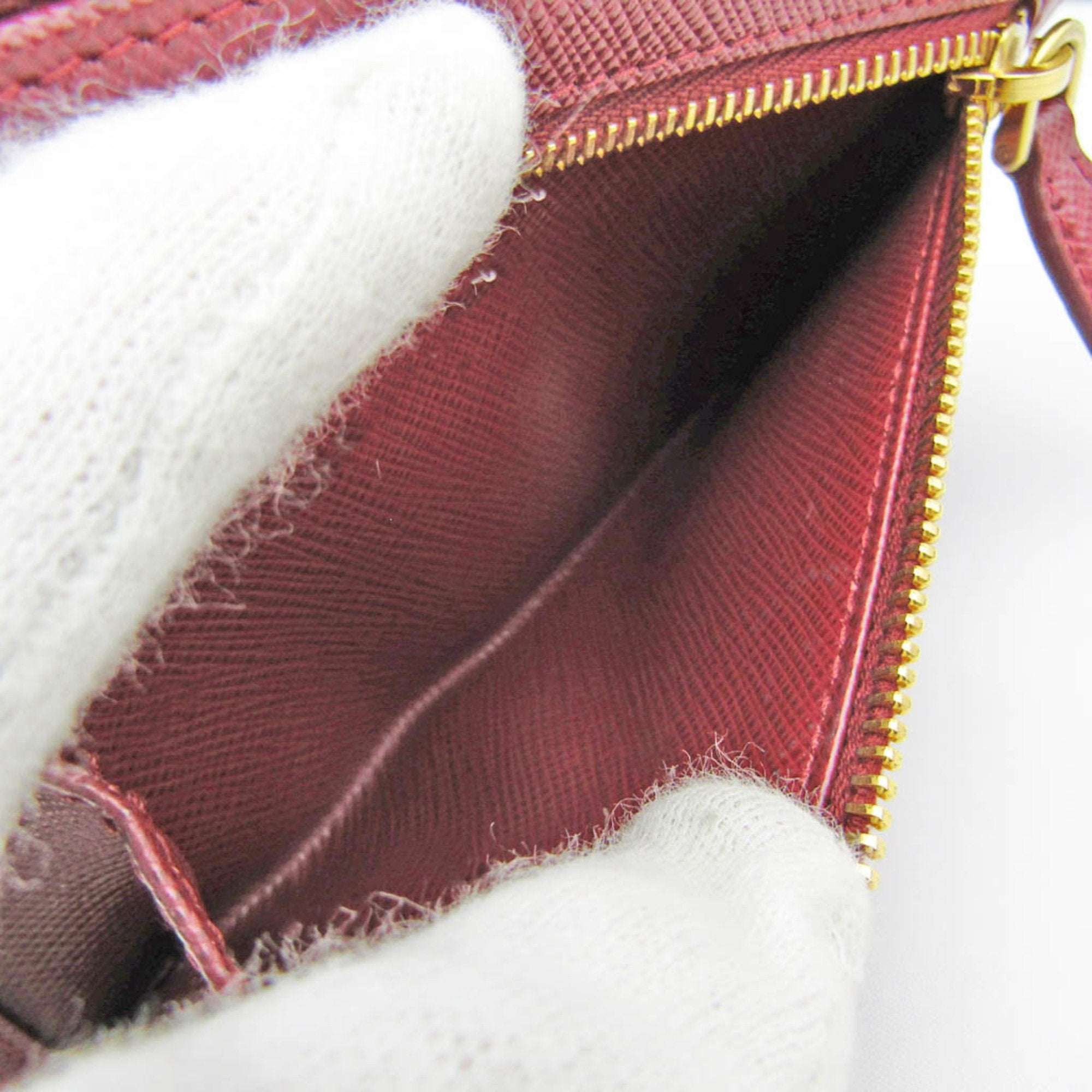 Prada Saffiano Burgundy Leather Wallet (Pre-Owned)