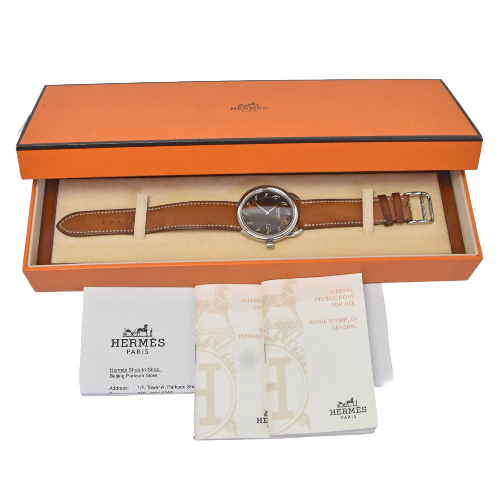 Hermes Arceau Quartz Stainless Steel And Alligator Watch (Pre-Owned)