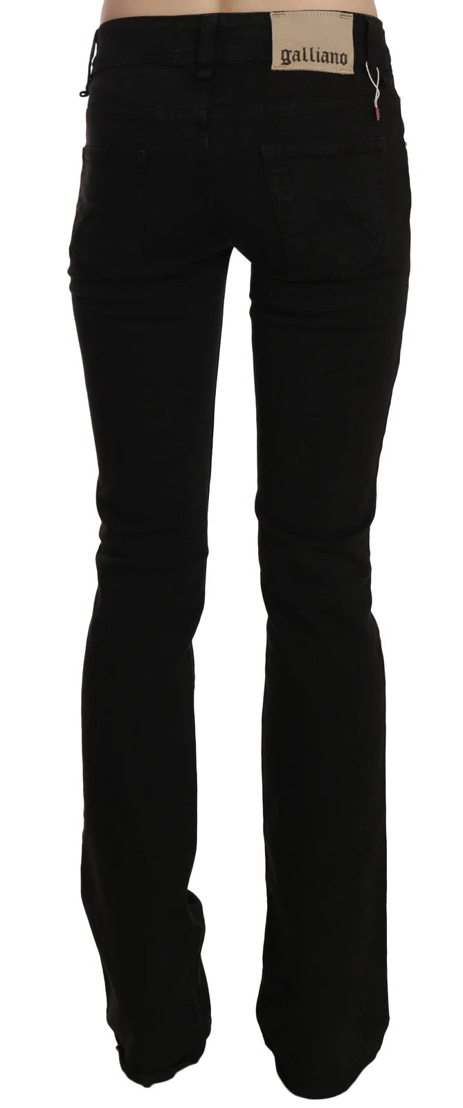 John Galliano Black Low Waist Slim Leg Skinny Denim Casual Pants Women's Jeans