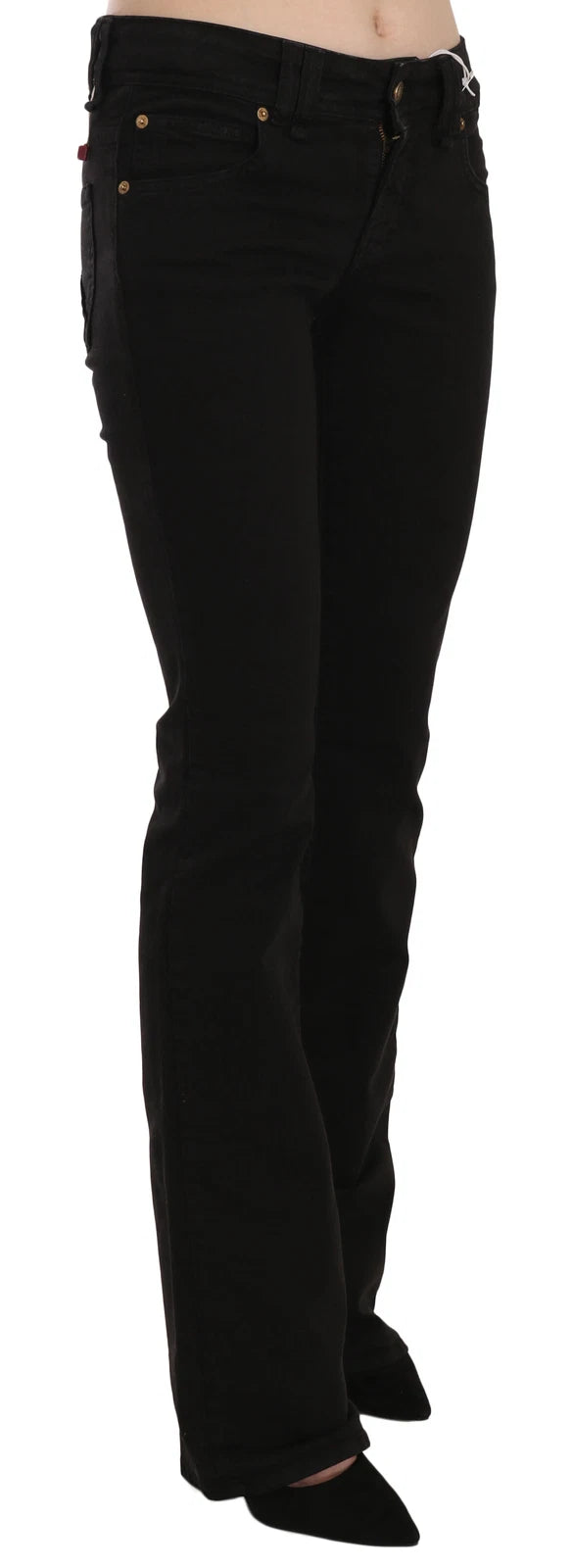 John Galliano Black Low Waist Slim Leg Skinny Denim Casual Pants Women's Jeans