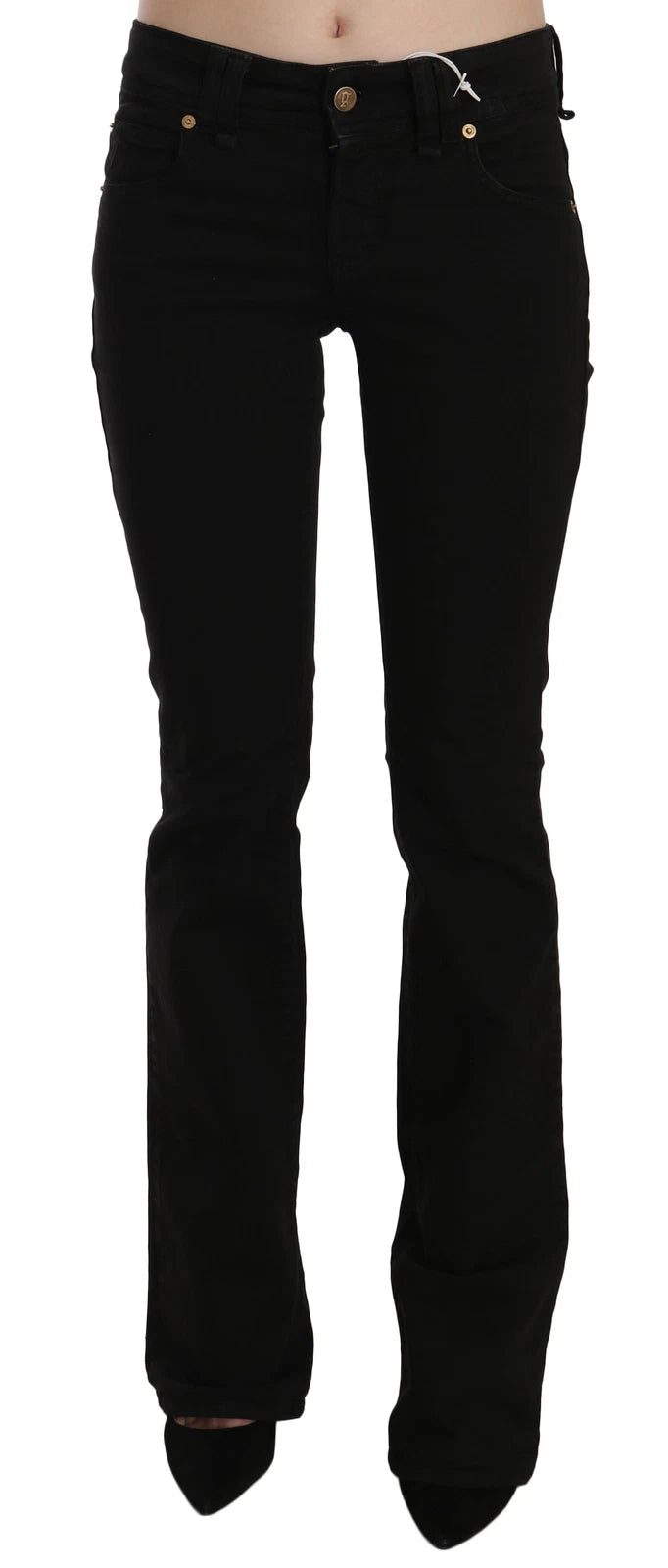 John Galliano Black Low Waist Slim Leg Skinny Denim Casual Pants Women's Jeans