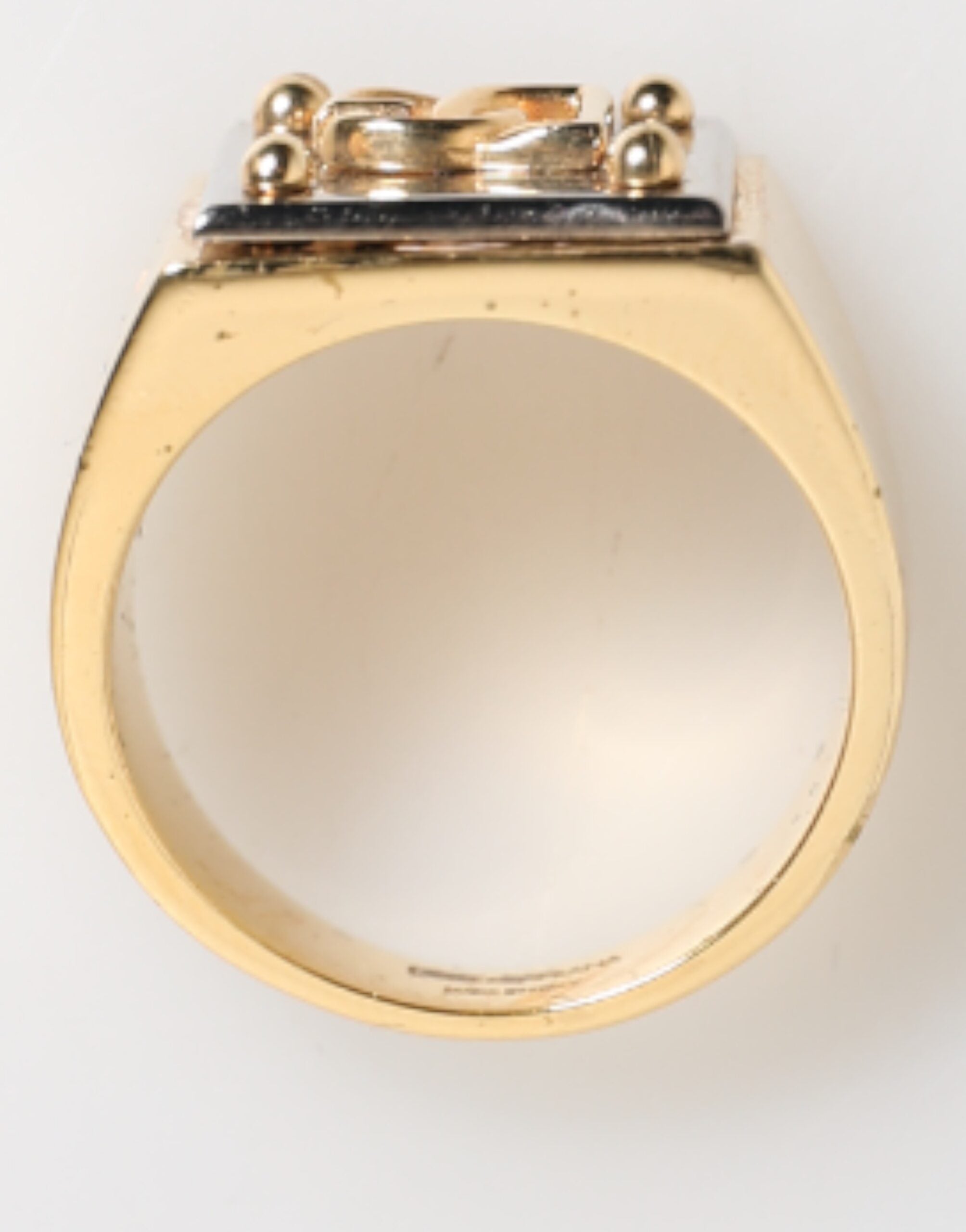 Dolce & Gabbana Gold Tone Brass Signet Square DG Logo Plaque Men Men's Ring (Pre-Owned)