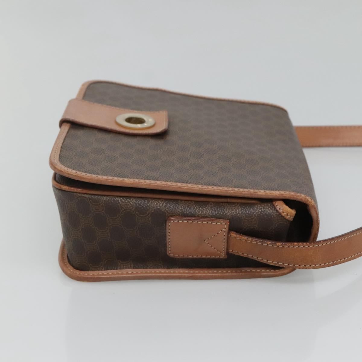 Celine Vintage Macadam Canvas And Leather Brown Canvas Shoulder Bag Bag (Pre-Owned)