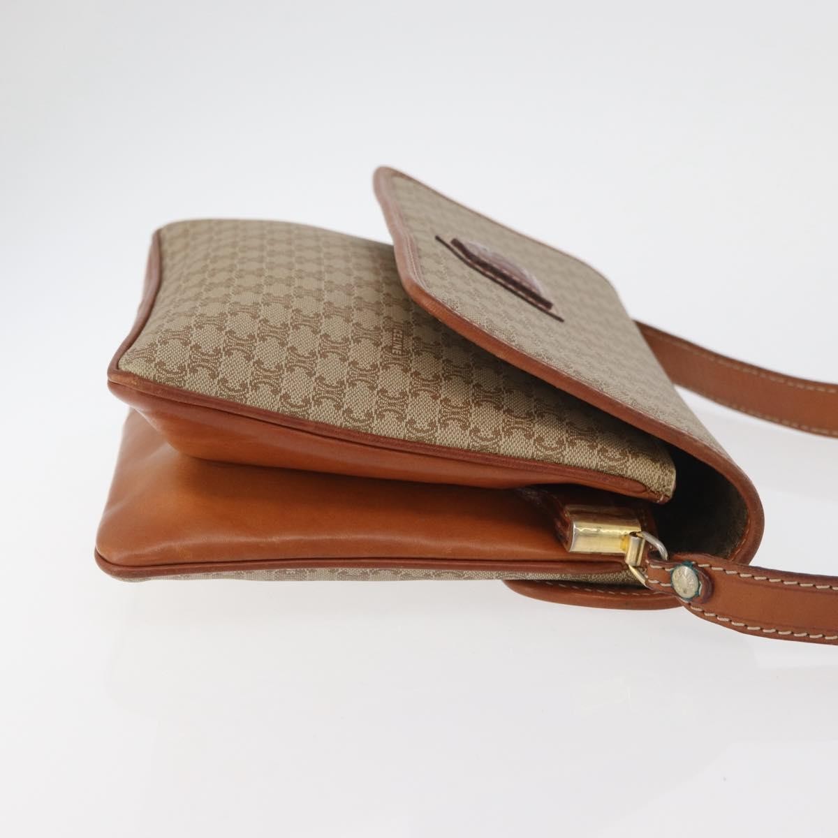 Celine Vintage Macadam Canvas And Leather Beige Canvas Shoulder Bag Bag (Pre-Owned)