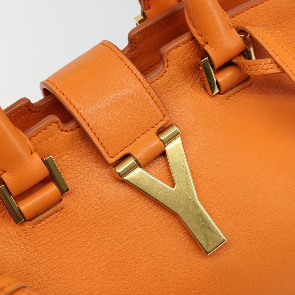Saint Laurent Classic Y Cabas Leather Orange Leather Tote Bag Bag (Pre-Owned)