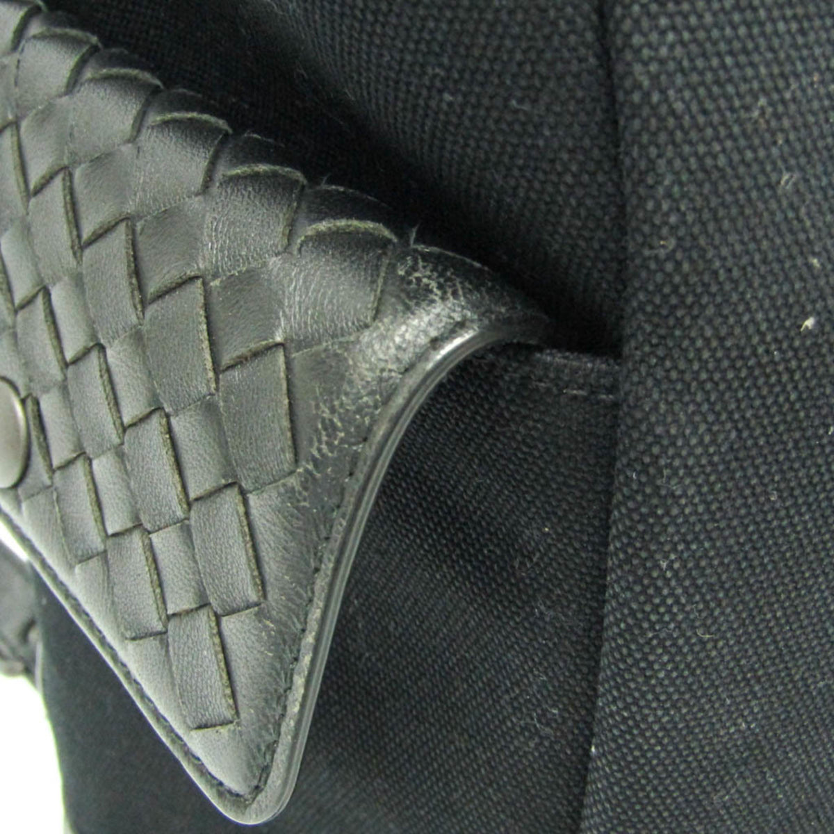 Bottega Veneta Drawstring Printed Canvas With Intrecciato Leather Black Canvas Backpack Bag (Pre-Owned)